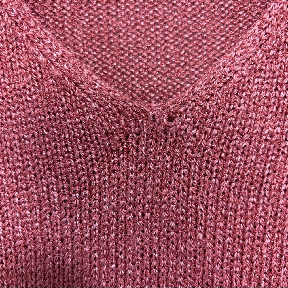 Eileen Fisher V Neck Women's Large Sweater Salmon Coral Silk Rayon - Picture 4 of 12